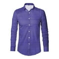 thumbnail image 3 of Mens Casual Button Down Shirts Long Sleeve Plaid Slim Fit Top Blouse Fashion Mens Dress Shirts Blue L, 3 of 3