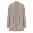 thumbnail image 6 of CheerKidz Women Knitted Pocket Cardigan Jacket Casual Loose Fit Soft Warm Cozy Outerwear for Daily Wear Leisure Outings and Sports Activities(Khaki#1,S), 6 of 6