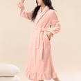 thumbnail image 4 of Fewfanhot Women's Long Robe with Pockets Lapel Collar Bathrobe for Home Lounging and Comfortable Wear After Bath or Shower, 4 of 6