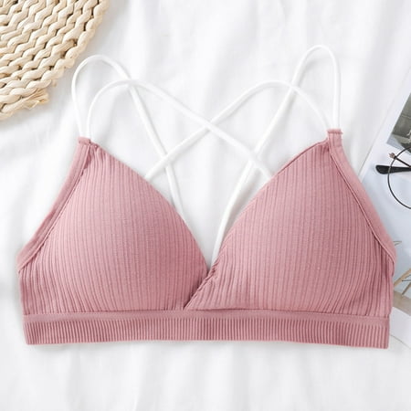 Bpxiofoy Sports Bras for Women Bras for Women Wrap Sports Bra Straps Sling Chest Pad Vest No Steel Rings Underwear Bra Tank Tops with Built In Bras Built In Bra Tank Tops for Women Pink One Size