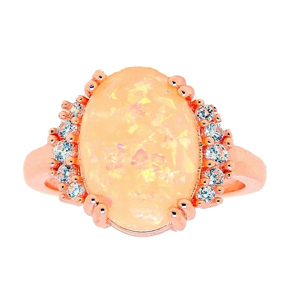 Kennedy Statement Ring Oval Rose Plated Fire Opal Womens Ginger Lyne Collection