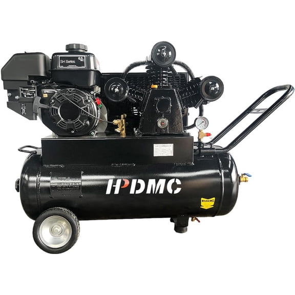 HPDMC 6.5HP Portable Heavy Duty Air Compressor - 20 Gallon Horizontal Gasoline Powered Piston Air Pump with KOHLER Engine - 17 CFM @ 125 PSI Industrial Grade