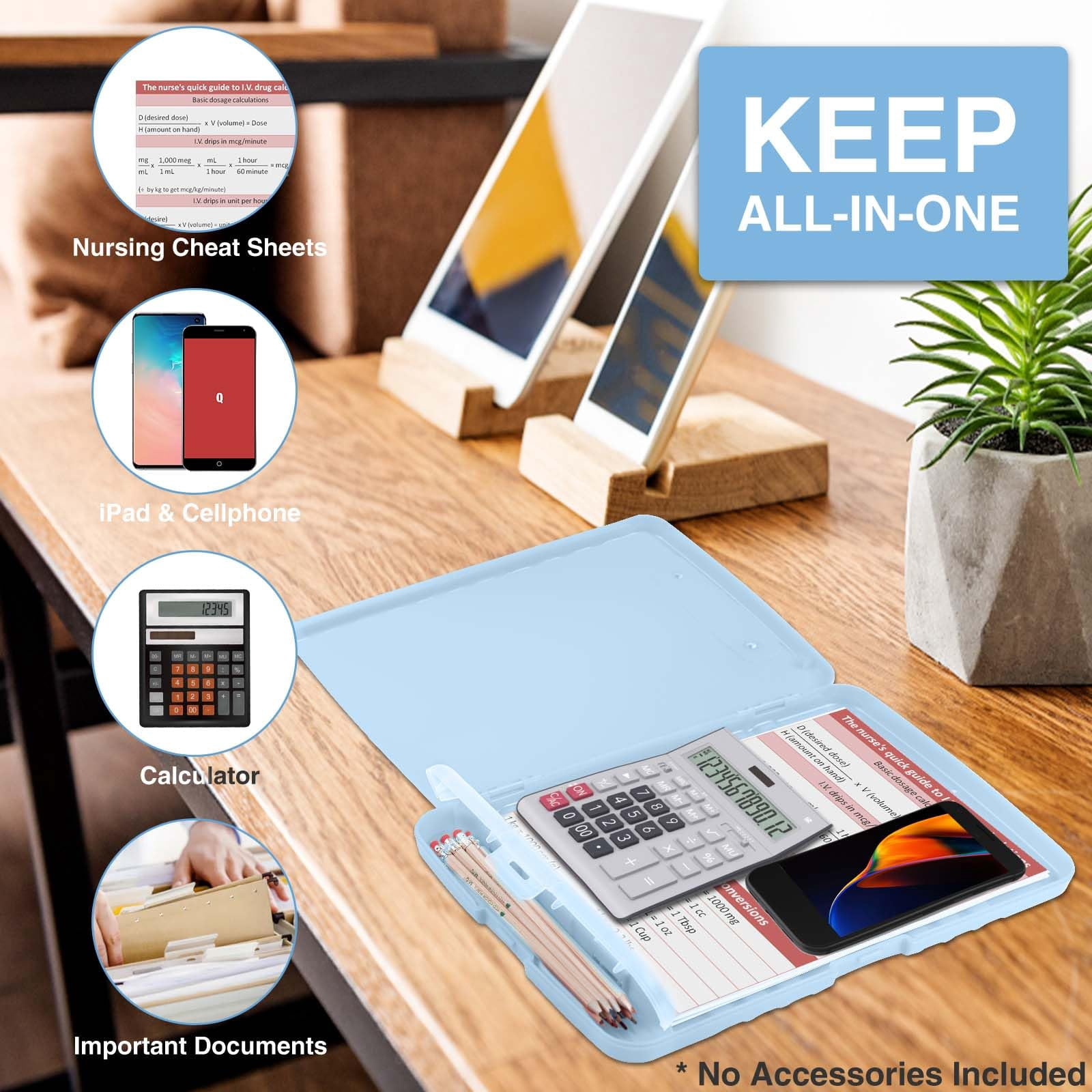 Clipboards With Storage  High Capacity Clip Boards 8.5x11 Heavy Duty Clipboard Folder Plastic Pen Holder For Women Teachers Work School & Office Supplies