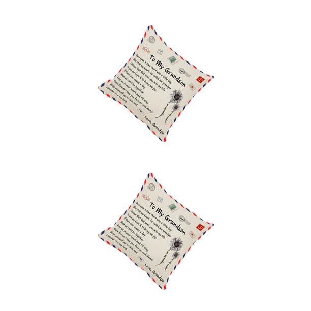 Riwesomey Funda de almohada tipo sobre, funda de almohada, cojín trasero de coche, funda de almohada corta de felpa para aniversario, abuelo a nieto 2piezas