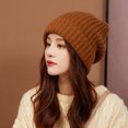 thumbnail image 2 of Cold Hat Big Head Circumference Coarse Wool Hat Women's Spring All-match Warm Loose Face Small Ear Protection Knitted Hat Tide, 2 of 6