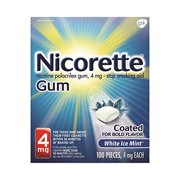3 Pack - Nicorette 4 mg Nicotine Gum, Coated White Ice Mint 100 ea