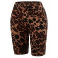 thumbnail image 2 of A2Y Women's Brushed Microfiber Leopard Print Biker Bermuda Shorts Brown S, 2 of 3