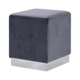 thumbnail image 1 of Meridian Furniture Jax Contemporary Velvet Ottoman/Stool in Gray, 1 of 4