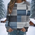 thumbnail image 2 of ZQUUVOU Women's Casual Print Sweatshirts Long Sleeve Round Neck Oversized Street Pullover Sweatshirt Outfit Navy B, 2 of 5