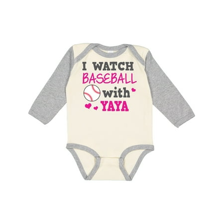 

Inktastic I Watch Baseball with My Yaya Gift Baby Boy or Baby Girl Long Sleeve Bodysuit