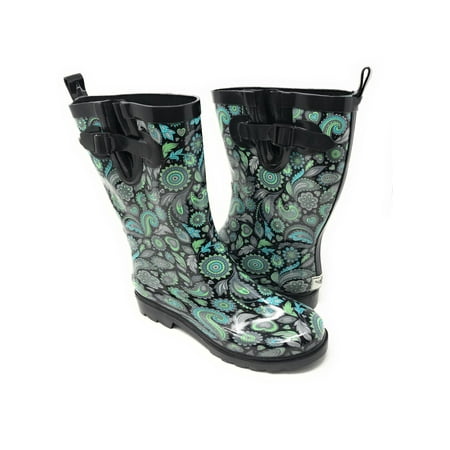 

Forever Young Women s Multi Paisley Print Rain Boots