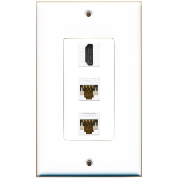 RiteAV - 1 Port HDMI 2 Port Cat6 Ethernet Decorative Wall Plate - White
