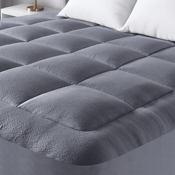 Ultra Soft California King Size Mattress Topper - Viscose Made from Bamboo Pillow Top Mattress Pad for Back Pain Relief - Naturally Cooling for Hot Sleepers, Grey