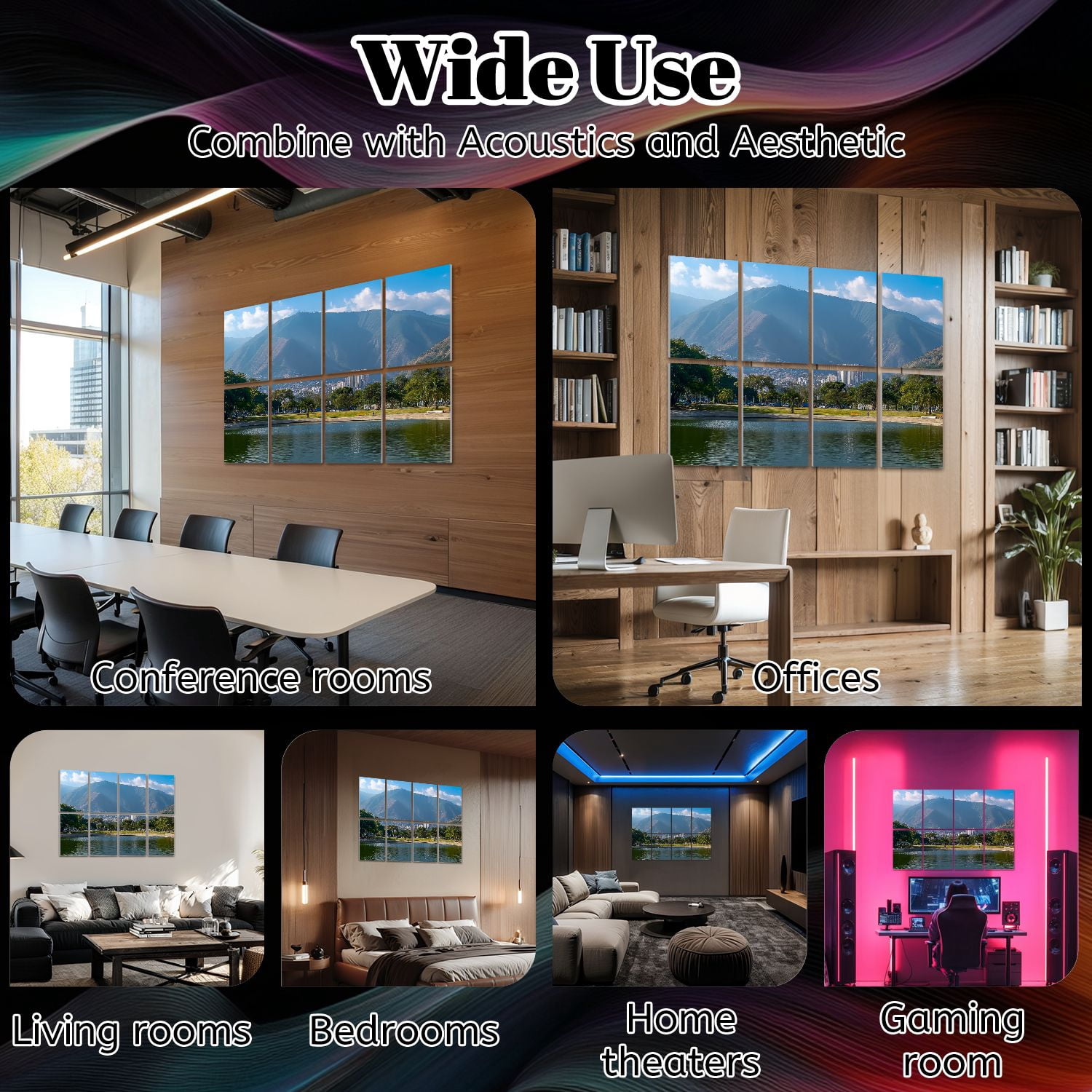 8 Pack Art Acoustic Panels Sound Absorbing Parque Este Cerro Avila Caracas Venezuela Decorative Soundproof Wall Panels Self Adhesive for Nursery Game Room Bedroom 48"x32"