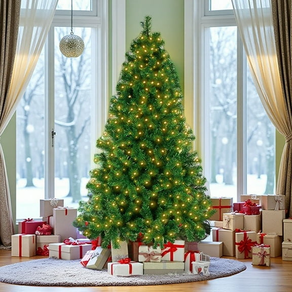 6ft Portable Holiday Tree with 850 Tips, LED & Auto-Timer, Perfect for Dorm, Office, or Apartmen