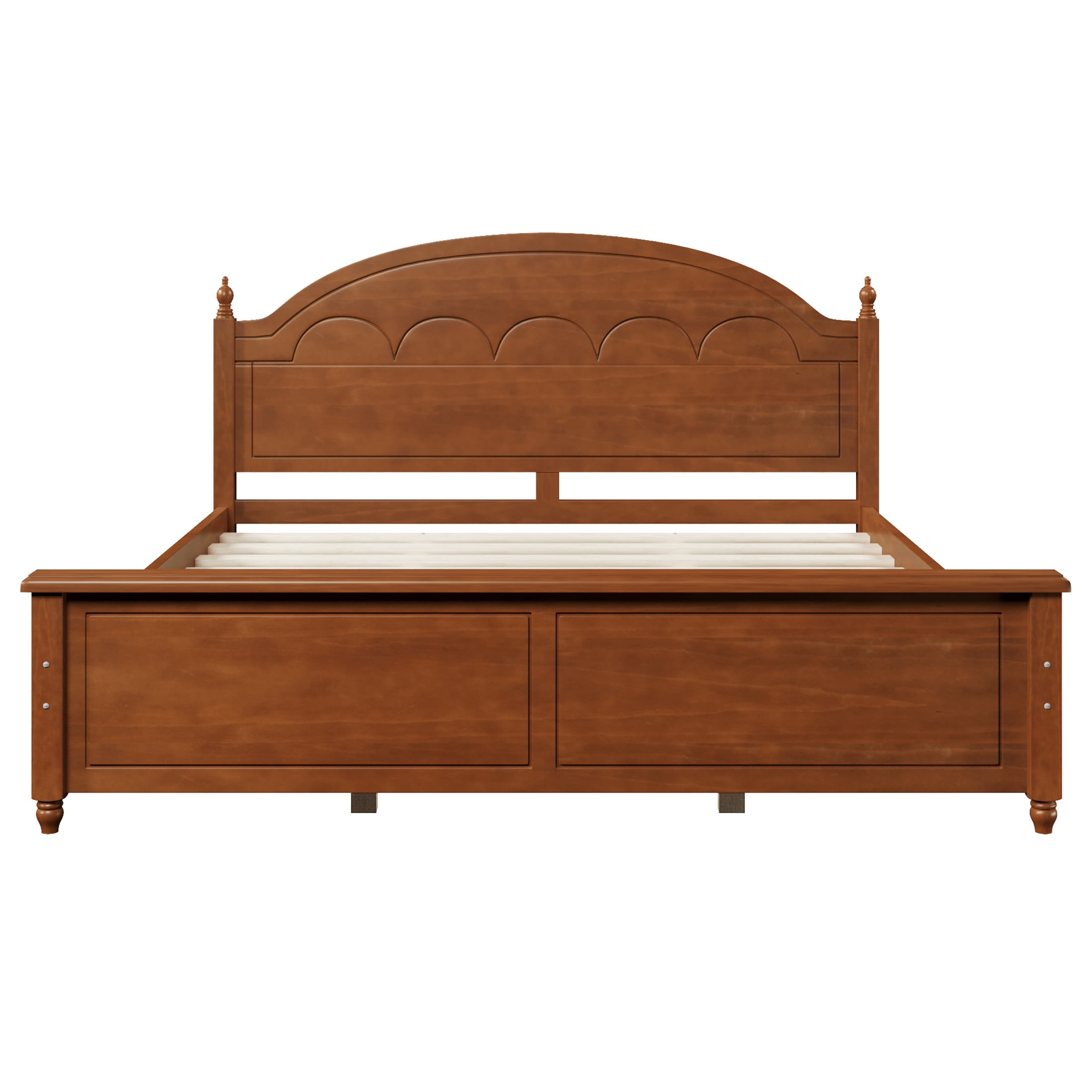 Noble House Alver King Size Wooden Bed Frame with Classic Arched Headboard, Modern Timeless Design, Oak