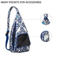 thumbnail image 3 of Tropical Flower Sling Backpack - Exotic Leaves & Blossom Pattern, Fashion Forward Crossbody Bag, 3 of 4