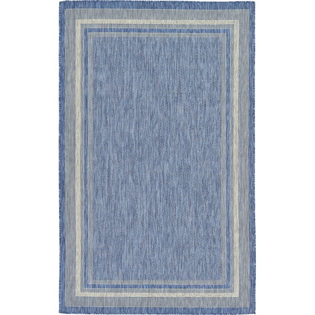 Unique Loom Tapis d'Extérieur pour Intérieur et Extérieur Décontracté, 5 x 8 Pieds, Bleu/beige