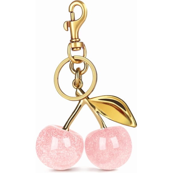 3 pack Sparkling Cherry Purse Charm, Cute Fruit Bag Charm for Handbag Backpack Decor