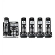 Panasonic Link2Cell Bluetooth Cordless Phone System with Voice Assistant, Call Blocking and Answering Machine. DECT 6.0 Expandable Cordless System - 5 Handsets - KX-TGF575S (Black)