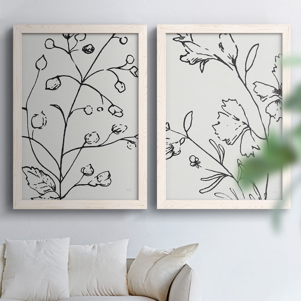 Botanical Sketch I - Premium Framed Canvas 2 Piece Set - Ready to Hang