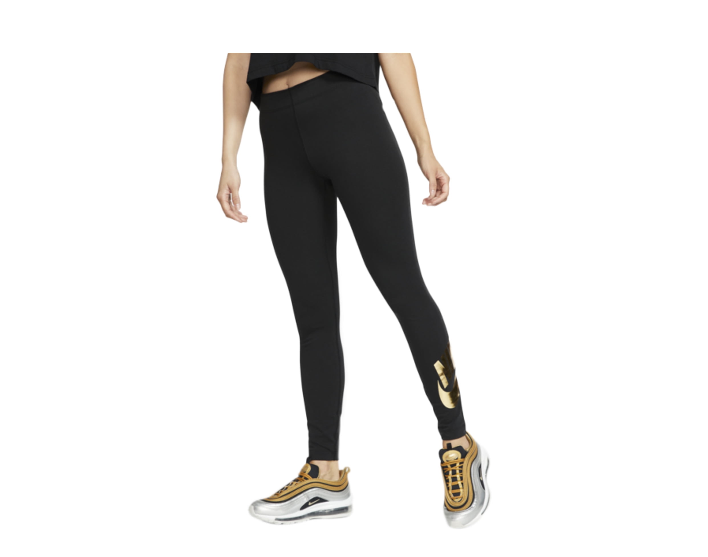 women's black and gold nike leggings