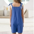 thumbnail image 5 of Ruyang Girls Cotton Linen Shortalls Adjustable Tie-Up Strap Short Jumpsuits Wide Leg Rompers Cute Overalls Trendy Shortalls, 5 of 8