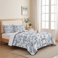 thumbnail image 5 of Queen Quilt Set 90''x96'', Blue Flower Lightweight Bedspread Coverlet Set with 2 Pillow Shams, Vintage Farmhouse Boho Leaf Spring Summer Breathable All Season Quilt Bedding for Bedroom/Guest Room, 5 of 9