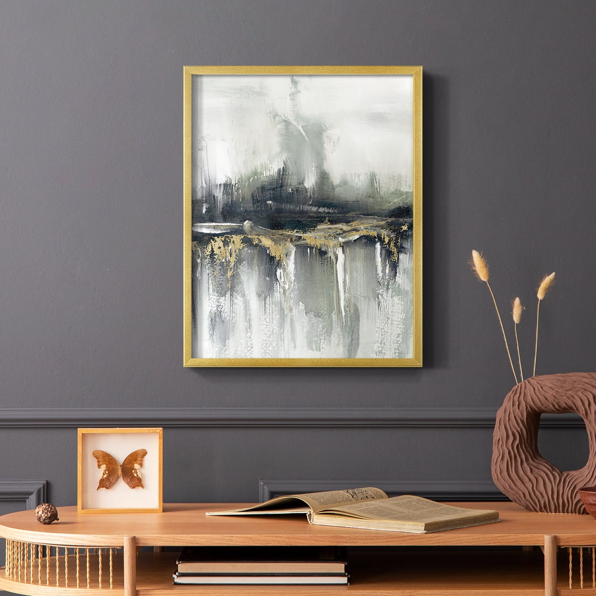 Indyscape and Gold in Gold Solid Wood 11 x 14 Framed Print