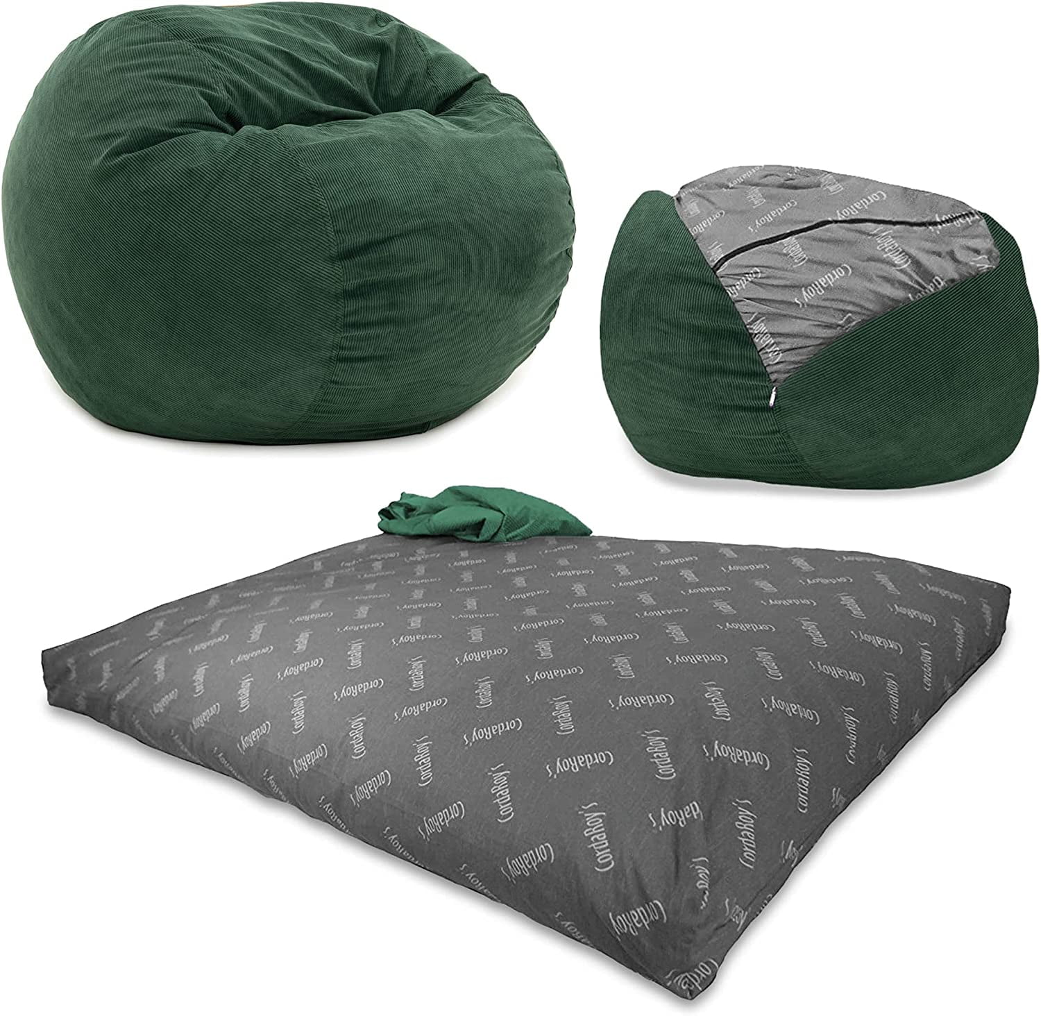 Corduroy Bean Bag Chair Convertible Chair Folds from Bean Bag to Bed As Seen on Shark Tank