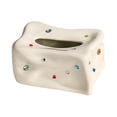 thumbnail image 4 of Caja de pañuelos Caja de pañuelos faciales de cerámica Soporte para almacenamiento de papel higiénico Soporte para pañuelos faciales Soporte para caja Beige Soledad Cubierta de tejido, 4 of 10