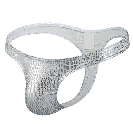 Shiny Imitation Leather Pattern Male Underwear Narrow Edge Breathable Thong Bra Lingerie Pack