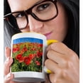 thumbnail image 2 of 3drose, Spain, Andalusia. a Field of Bright and Cheerful Red Poppy Wildflowers, 11oz Two-tone Yellow Mug, 2 of 6