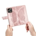 thumbnail image 4 of Wallet Case for iPhone 16 Pro,Women Folio PU Leather Case Wrist Strap Card Slots Holder Purse Embossed Butterfly Flower Stand Magnetic Closure Flip Full-Body Protective Case,Rosegold, 4 of 12