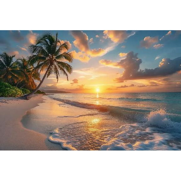 Beach Tropical Ocean Sunrise Sunset Nature Puzzles Jigsaw Puzzle for Adults 1000 Pieces Fun Challenging Educational Gift Art Home Decor
