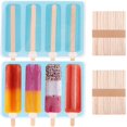 thumbnail image 1 of (Azul) 2 moldes de silicona para paletas sin BPA para niños y adultos, con 100 palitos de helado para niños y adultos, moldes para paletas DIY, 1 of 5