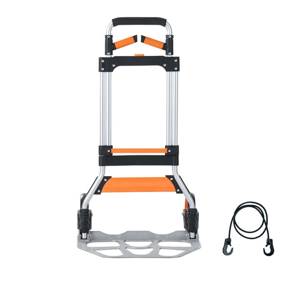 KFFKFF Collapsible Hand Cart, Supports up to 309 lbs, Aluminum Mobile Trolley, Transforms into Hand Cart and Dolly with Extendable Handle and PP+TPR Wheels, Exceptionally Light yet Remarkably Robust