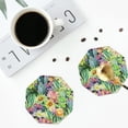 thumbnail image 4 of Zufioo Watercolor Blooming Cactus Print Leather Coaster Set, Decorative PVC Coasters 4-pack - Scald and Stain-resistant, Suitable for Home, Cafes, Restaurants-Octagon, 4 of 6