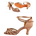thumbnail image 3 of Chaussure de Danse Latine Douce et Confortable pour Femmes avec Tissu Satin Importé et Cuir, 3 of 8