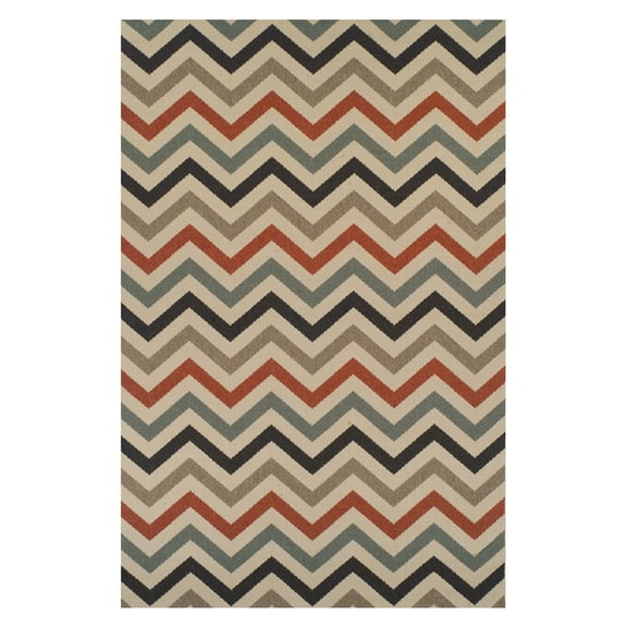 BNM Chevron Indoor Outdoor Area Rug, 4' x 6', Multicolor