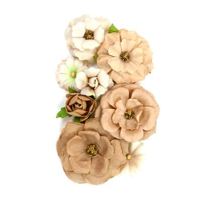 12 Packs: 8 ct. (96 total) Brown Mixed Flower Embellishments by Recollections