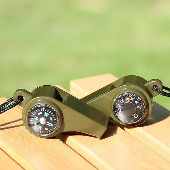 Dww-lot De 4 Sifflets De Survie D'urgence 3 En 1 Avec Boussole Et Thermomtre, Sifflet De Scurit Puissant Avec Cordon Pour La Randonne, Le Camping, Le