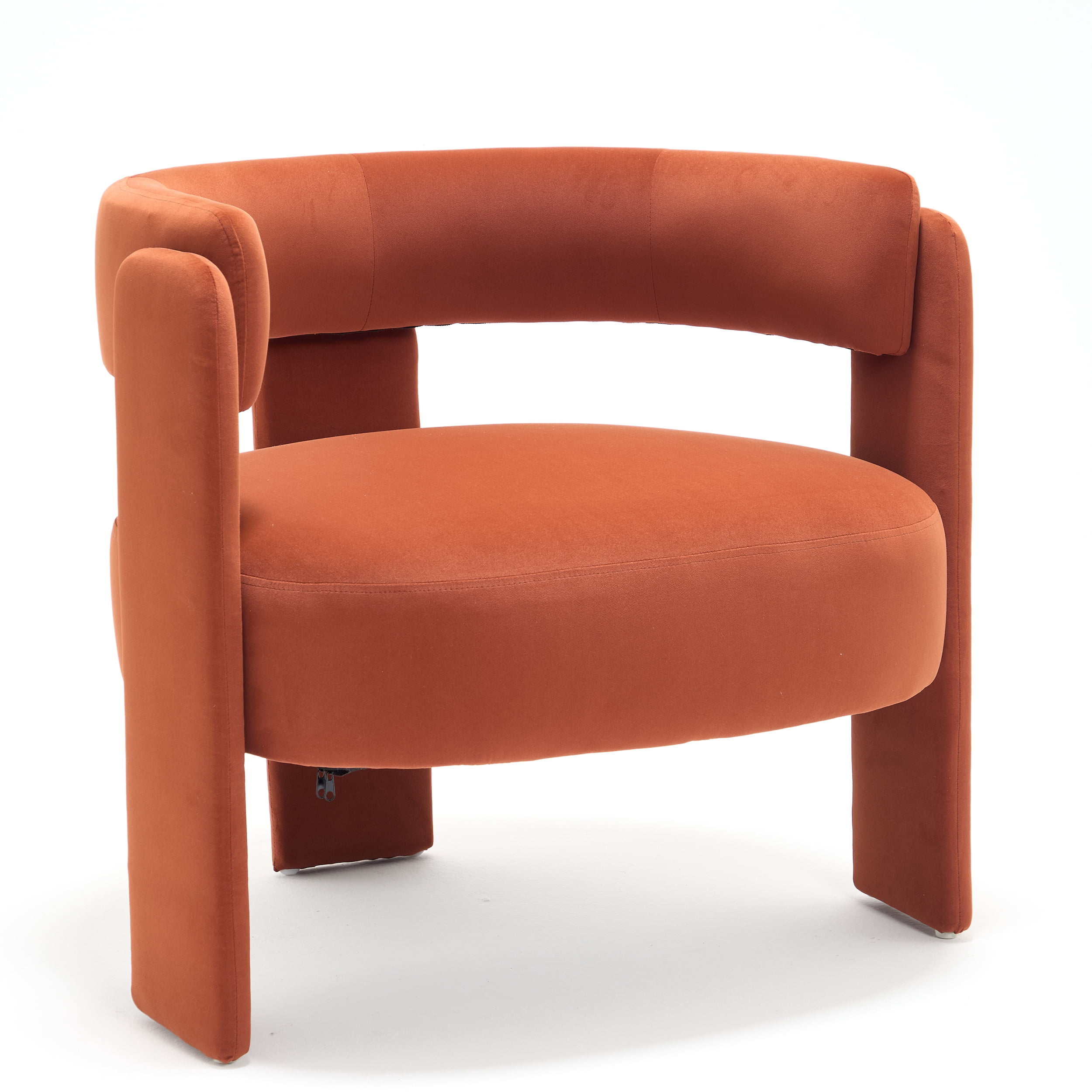Aukfa Modern Velvet Barrel Accent Chair with 8.66" Thick Seat Cushion, Upholstered Armchair with 300 lb Weight Capacity for Living Room,Orange