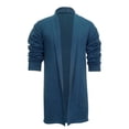 thumbnail image 3 of DHFJKG Men's Long Sweater Cardigan Jacket Knee-Length Long Sleeved Shawl Collar Non Pocket Open Front Knitted Coat Casual Fall Winter Outdoor Solid Color Leisure Outerwear, 3 of 5