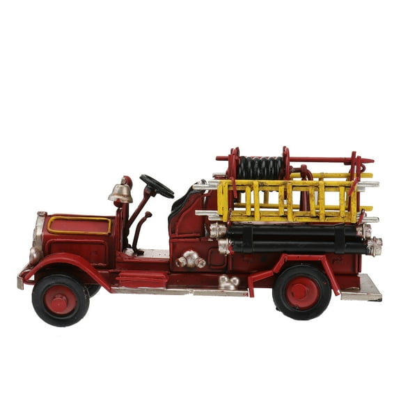 HEMOTON Retro Red Mini Fire Truck Iron Car Model for Home Decoration Adds Vintage Atmosphere to Any Space 5.5 Inches Long