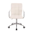 thumbnail image 2 of Silla de escritorio Euroluce Contemporary Design color blanco acabado cromada con brazo giratoria Altura ajustable forrada en material PU SKU 7009F-2C, 2 of 4