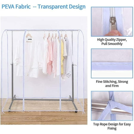 Zmleve 71 L Clear Garment Rack Cover Clothes Covers Clothing Protector With 2 Durable Zipper Waterproof Wardrobe Dustproof Hanging Foldable 71x20x52 Inch Canada Zmleve 71 L Clear Garment Rack Cover, Garment Rack Covers