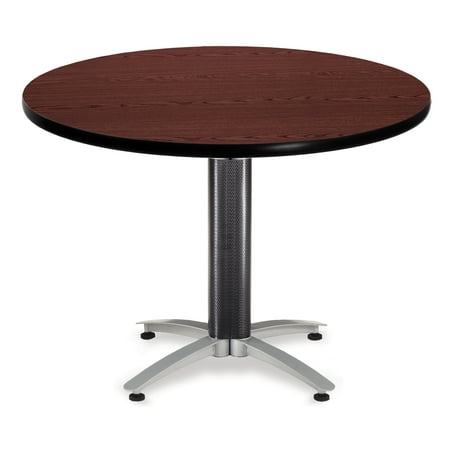 OFM Model MT42RD 42" Multi-Purpose Round Table with Metal Mesh Base, Mahogany