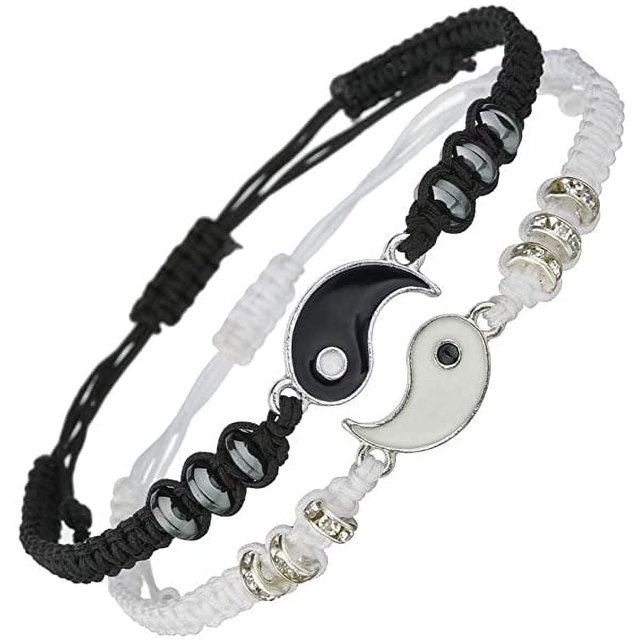 Pulseras de mejor amigo para 2 pulseras de cordón ajustable Yin Yang a juego para mejores amigas, relaciones de amistad, novio, novia, regalo de San Valentín Sailing Electrónica