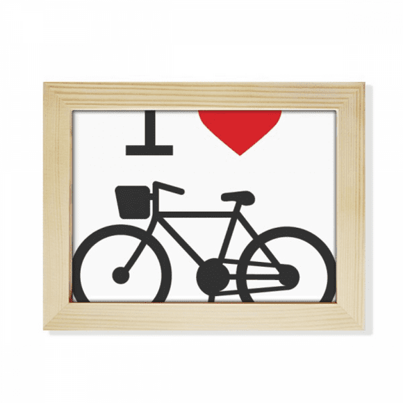 I Love Red Heart Bicycle Pattern Desktop Photo Frame Picture Art Decoration Painting 6x8 inch